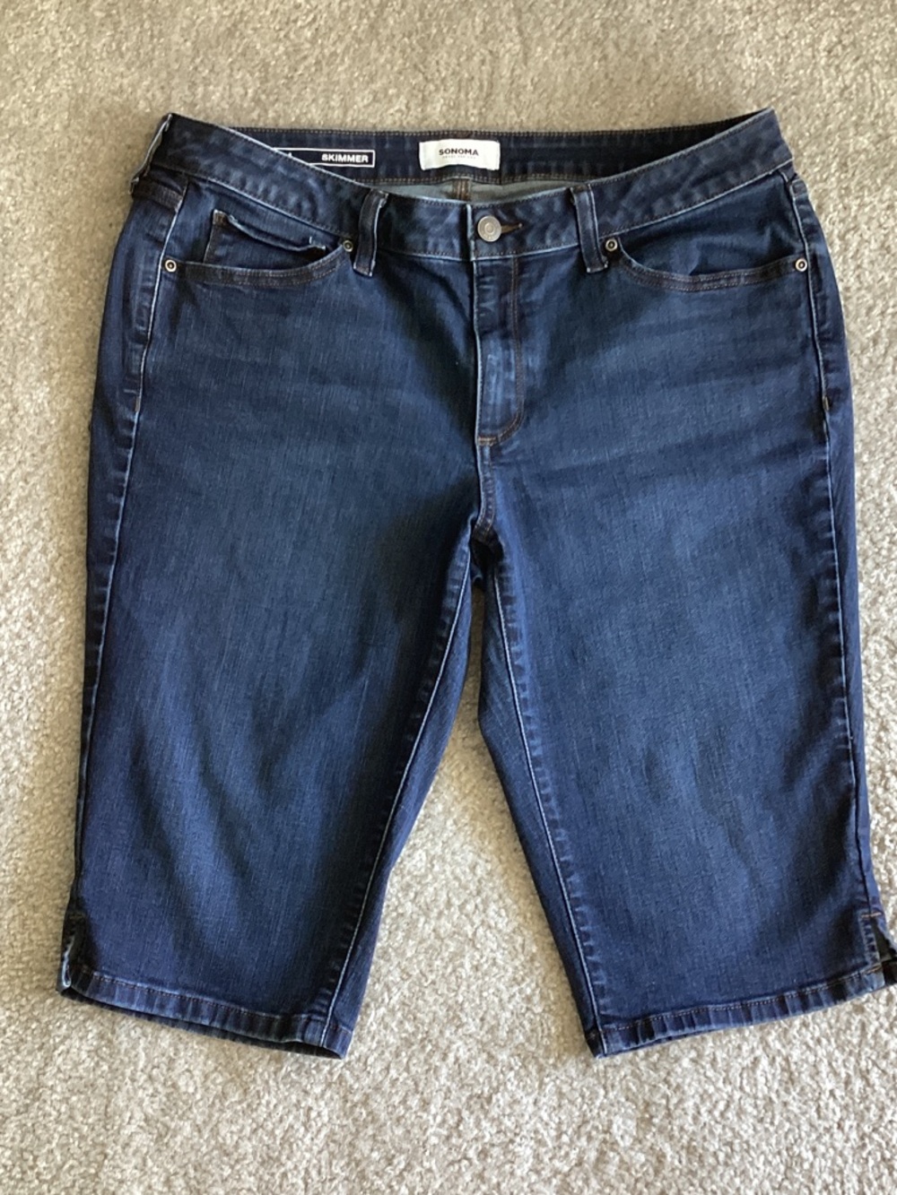 Sonoma Dark Blue Cropped Denim Skimmer Jeans, Size 14